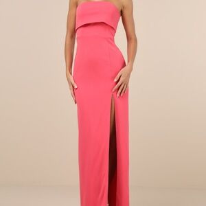 Lulus Classy Consideration Coral Pink Strapless Maxi Dress - Size L